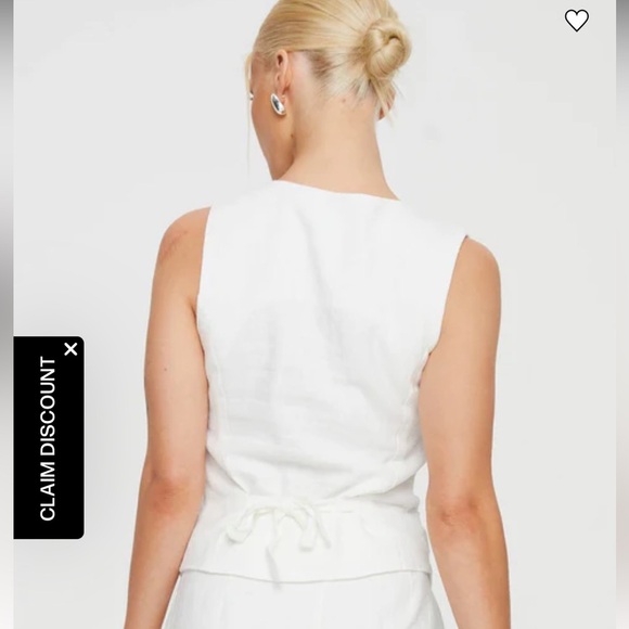 Princess Polly ginger linen blend vest white size 2 - Picture 3 of 8